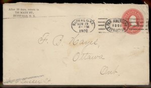 USA Canada 1900 Buffalo Ontario Postal Stationery Cover  Expo Cancel 87706