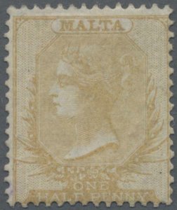 MOMEN: MALTA SG #3a 1863 WHITE PAPER NO WMK MINT OG H SIGNED £850 LOT #60003-16