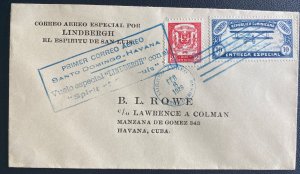 1928 Dominican Republic First Flight Airmail Cover FFC Lindbergh Tour