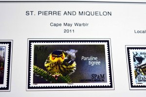 COLOR PRINTED ST. PIERRE AND MIQUELON 2011-2020 STAMP ALBUM PAGES (38 ill pages)