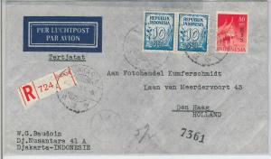 62346 -  INDONESIA - POSTAL HISTORY -  REGISTERED COVER to HOLLAND 1951