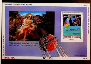 BOLIVIA Sc 805(NOTE1) NH SOUVENIR SHEET OF 1990 - TELECOMMUNICATION