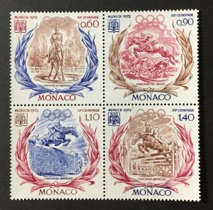 Monaco 1972 #836-9 Block of 4, 1972 Olympics, MNH.