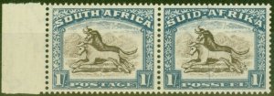 South Africa 1939 1s Brown & Chalky Blue SG62Var Doctor Blade Flaw V.F MNH