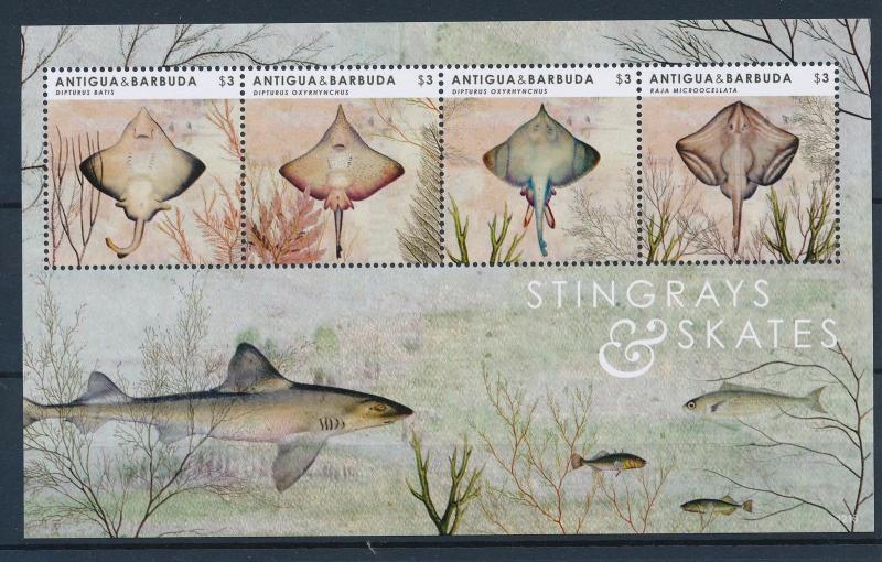 [33315] Antigua & Barbuda 2012 Marine Life Stingrays MNH Sheet