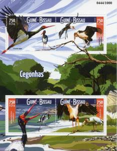 Guinea-Bissau 2015 MNH Storks 4v M/S Birds Marabou Saddle-Billed Stork Stamps