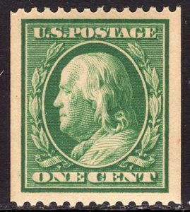 1910 U.S Benjamin Franklin 1¢ horizontal coil issue MNH Sc# 385 CV $100.00