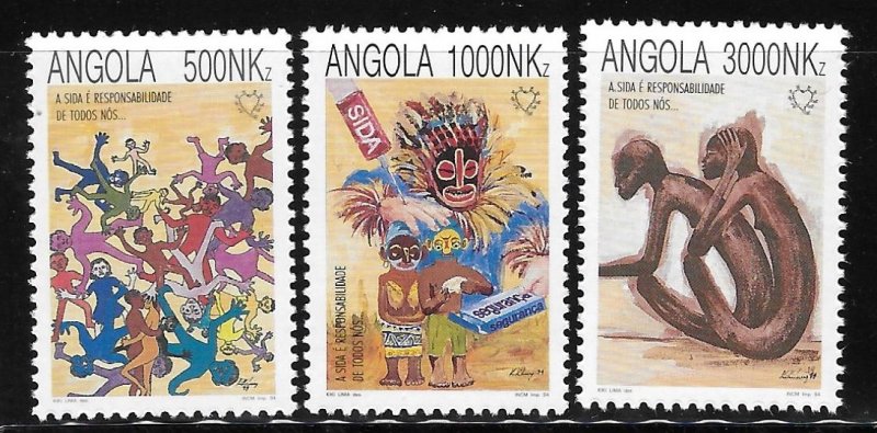 Angola 1994 Social Responsibilities of Aids Sc 899-901 MNH A1268