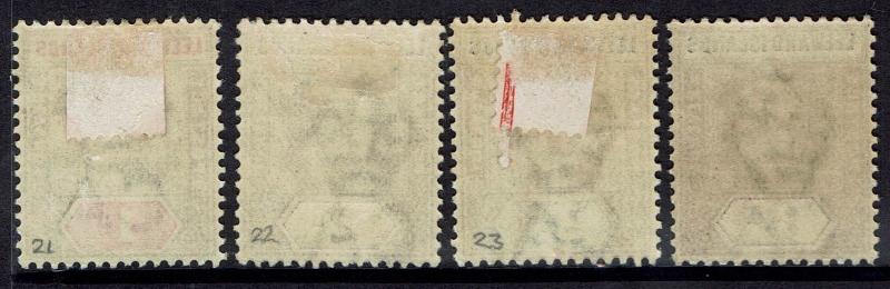 LEEWARD ISLANDS 1902 KEVII 1D 2D 21/2D 3D WMK CROWN CA