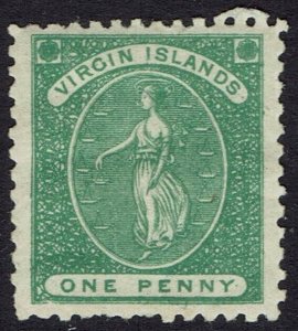 BRITISH VIRGIN ISLANDS 1866 ST URSULA 1D WHITE PAPER PERF 12