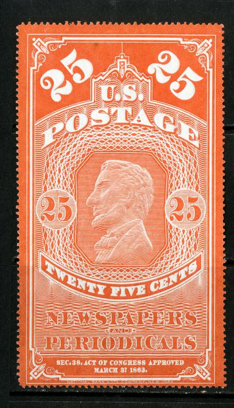 US Stamps # PR3 25c Newspaper XF Scott Value $400.00