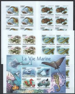 A1358 Imperf 2011 Burundi Fish & Marine Life Fauna !!! 1Kb+10Set Mnh