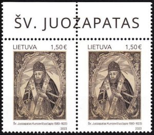 LITHUANIA 2023-18 Religion Art: St. Josapath Death 400 Years. Top PAIR, MNH