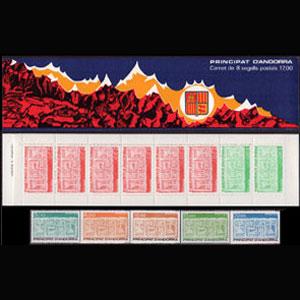 ANDORRA FR. 1984 - Scott# 330a-35 Arms+Booklet Set of 7 NH