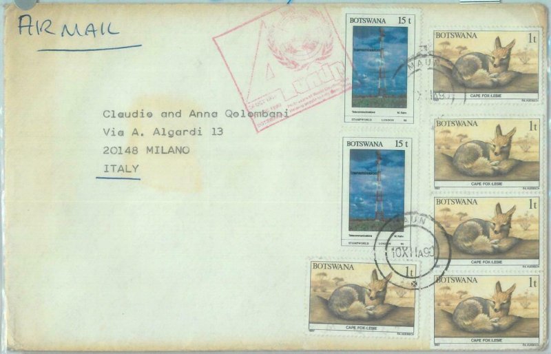 86279 - BOTSWANA - Postal History -  COVER to ITALY 1990  Fauna ANIMALS Fox