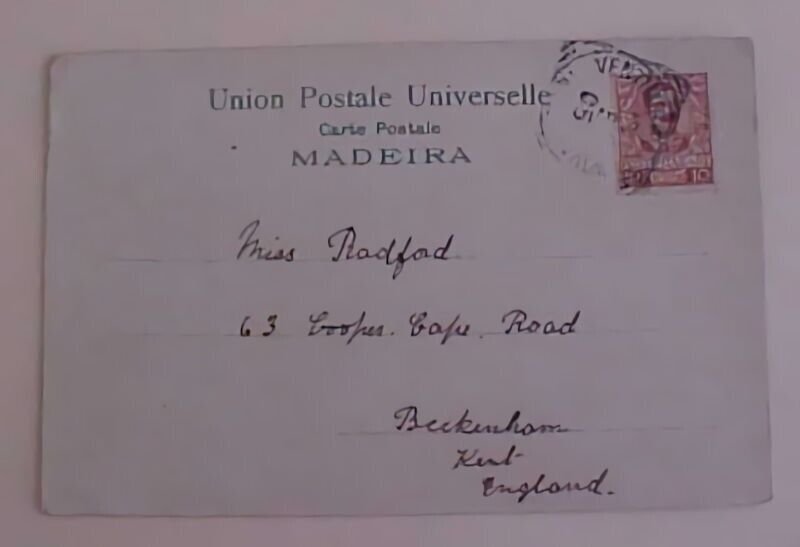 AZORES COW TAXI PICTURE CARD USED in ITALY