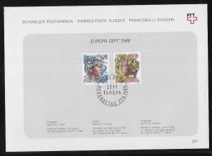 Switzerland 777-8 1986 Europa PTT Collection Sheet FD