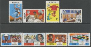 KENYA Sc#56-63 1976 Communications & Olympics Complete Sets OG Mint NH