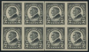 USA 611 - 2 cent Harding Imperf - Center Line block of 8 - XF Mint-nh