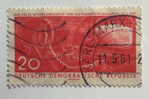 Germany DDR 1961 Scott 550 used - 20pf, Space Travel,  Vostock 1, Yuri Gagarin