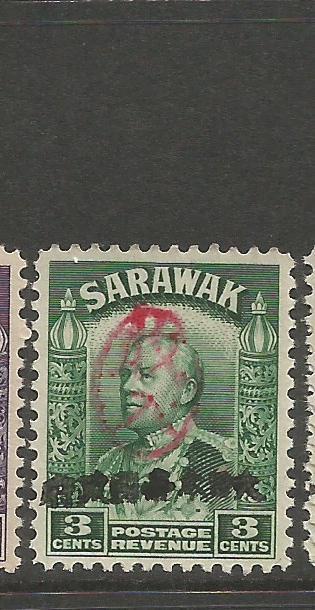 Sarawak Jap Oc 3c Oval Chop + Straight Line Chop MNH (4cnk)