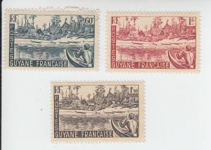 1947 Fr Guiana Maroni River Bank (Scott 195-97) MH