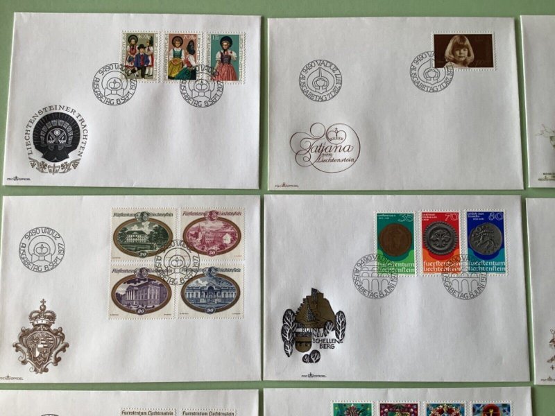 Liechtenstein 1977 postal stamps covers 8 items Ref A1393