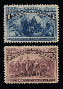 EXCEPTIONAL GENUINE SCOTT #230 & #231 VF-XF MINT PRISTINE OG NH COLUMBIAN EXPO