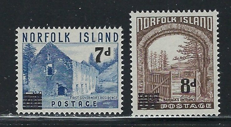 Norfolk Is 21-22 MNH 1958 Surcharges