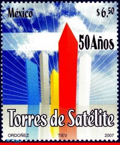 2569 MEXICO 2007 SATELLITE TOWERS, 50th ANNIV., ARCHITECURE, MNH