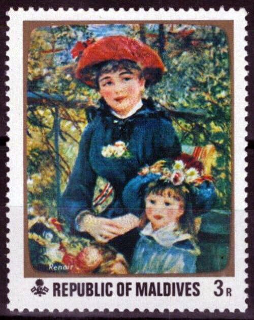 ZAYIX Maldives 366 MNH Artist Auguste Renoir Mother & Child Painting 111022S104