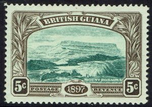 BRITISH GUIANA 1898 QV DIAMOND JUBILEE 5C WMK CROWN TO LEFT OF CA