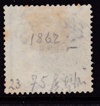 Great Britain 1862 QV 9d straw Numeral Cancel Wing Margin Stamp VF/(o)