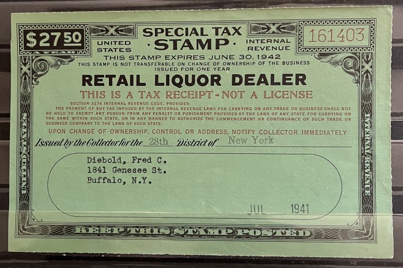 U.S.-Tax Stamp- Liquor Dealer- Buffalo NY- 1941