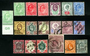 Great Britain #127 / #145 1902-1910 King Edward VII Issues to 216 VF 19 Items