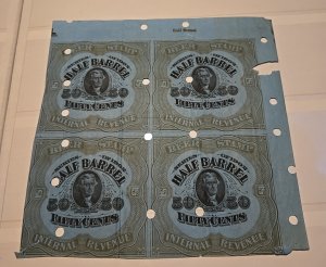US Scott REA 79C 1902 Revenue Beer Stamp 1/2 Barrel 50 Cent Block of 4