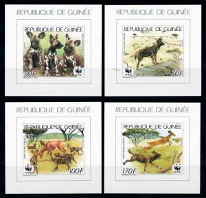 [95662] Guinea 1987 Wild Life WWF Wild Dog 4 Imperf. Single Sheets MNH