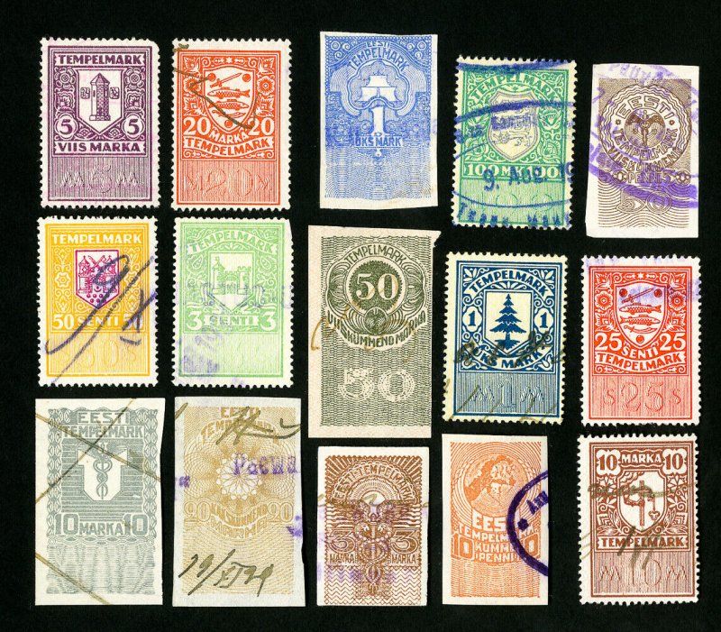 Estonia Stamps Lot of 15 Early Revenues