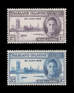 FALKLAND ISLANDS YEAR 1946. SCOTT # 97 - 98. UNUSED.