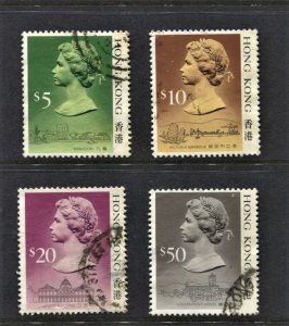 STAMP STATION PERTH-Hong Kong#501-504 QEII Definitive Top 4 Values Used CV$50.00