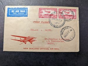 1937 New Zealand Airmail First Flight Cover FFC Nelson to Okuru