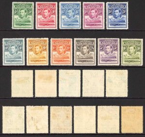 Basutoland SG18/28 1938 KGVI Set of 11 Wmk Mult Script CA M/M