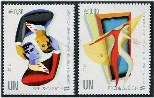 HERRICKSTAMP NEW ISSUES U.N. VIENNA Sc.# 579-80 LGBT Equality 2016