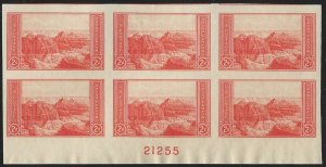 US, Scott #757, 2¢ National Parks issue,  NGASI LH,  PB of 6, CV $5.50
