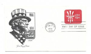 U581  15c Uncle Sam, embossed envelope  Artmaster, FDC