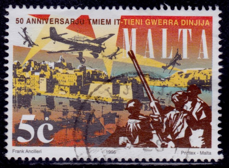 Malta, 1995, 50th Anniversary to End of WWII, 5c, sc#859, used*