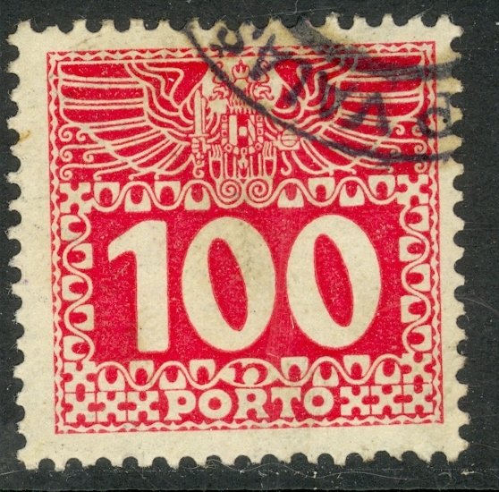 AUSTRIA 1910-13 100h Postage Due Sc J44 VFU