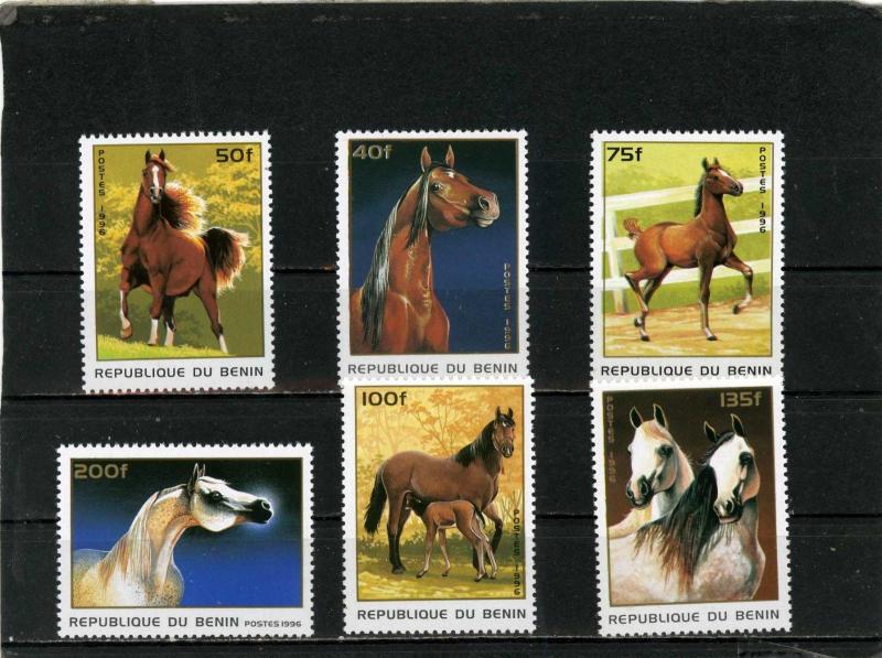 BENIN 1996 Sc#865-870 HORSES SET OF 6 STAMPS MNH 