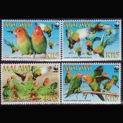 MALAWI 2009 - Scott# 751a-d WWF-Lovebirds Set of 4 NH