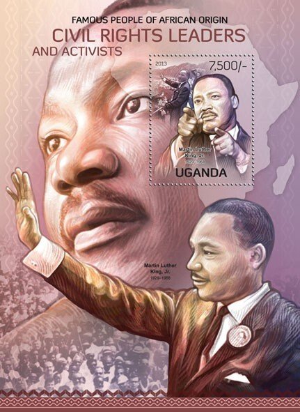 UGANDA - 2013 - Civil Rights Leaders - Perf Souv Sheet - Mint Never Hinged